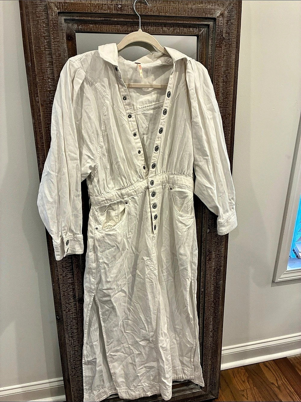 Free People Another Season Denim Midi Dress White Medium